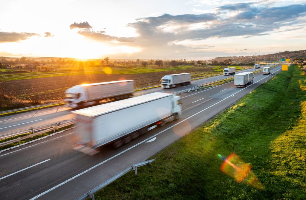 Trucks on road